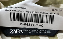 Load image into Gallery viewer, Zara Womens Beige Yellow Striped Spread Collar Button Front Blouse Top Size XS