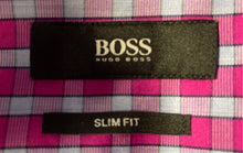 Load image into Gallery viewer, Hugo Boss Mens Purple Check Slim Fit Long Sleeve Dress Shirt Size 15.5 39