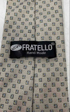 Load image into Gallery viewer, Fratello Mens Beige Printed Silk Handmade Adjustable Formal Pointed Tie