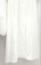 Load image into Gallery viewer, Womens White Satin Lace Sleeve Pleated Wedding Dress With Underskirt Size 14