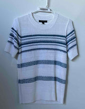 Load image into Gallery viewer, Banana Republic Womens White Blue Striped Short Sleeve Pullover Sweater Size M