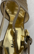 Load image into Gallery viewer, Michael Kors Womens Joslyn Brown Leather Peep Toe High Platform Heels Size 6 M