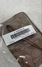 Load image into Gallery viewer, Coach Womens Brown Signature Stripe Leather Trim Corner Top Wristlet Wallet