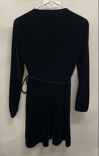 Load image into Gallery viewer, Zara Womens Black Velvet Long Sleeve Surplice Neck Tie Waist Wrap Dress Size S