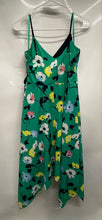 Load image into Gallery viewer, Banana Republic Womens Green Floral V-Neck Asymmetrical A-Line Dress Size 4
