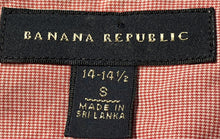 Load image into Gallery viewer, Banana Republic Mens Red White Blue Plaid Short Sleeve Collared Dress Shirt Sz S