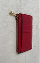 Load image into Gallery viewer, Michael Kors Womens Red Signature Leather Keyring Jet Set Charm Card Case Wallet
