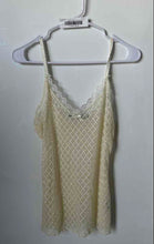 Load image into Gallery viewer, The Limited Womens Cream Floral Mesh Sleeveless V-Neck Camisole Tank Top Size M