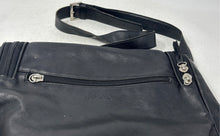 Load image into Gallery viewer, Maxx Womens Black Leather Outer Pockets Adjustable Strap Zipper Crossbody Bag