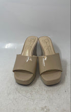 Load image into Gallery viewer, Jessica Simpson Womens Beige Leather Wedge Heel Slip-On Slide Sandals Size 6