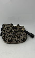 Load image into Gallery viewer, Michael Kors Womens Black Monogram Tassel Adjustable Strap Crossbody Bag
