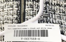 Load image into Gallery viewer, Karl Lagerfeld Womens Black White Tweed Sleeveless Notch Neck Sheath Dress Sz 2
