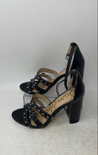 Load image into Gallery viewer, Sam Edelman Womens Yasha Black Silver Leather High Heel Ankle Strap Sandals Sz 8