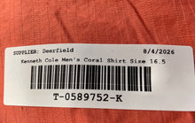 Load image into Gallery viewer, Kenneth Cole Reaction Mens Coral Wrinkle Free Dress Shirt Size 16.5 32-33