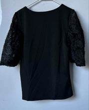 Load image into Gallery viewer, Dalin Womens Black Short Sleeve Square Neck Blouse Top Size Large