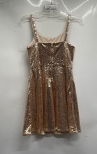 Load image into Gallery viewer, Cat & Jack Girls Gold Sequin Bow Sleeveless Fit And Flare Dress Size XL (14)