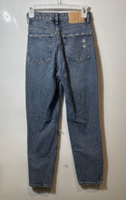 Load image into Gallery viewer, Zara Womens Blue Denim Stretch Pockets Ripped Mom Jeans Size 0