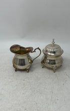 Load image into Gallery viewer, Set Of 2 Pcs French Metro Antiques Silver-Tone Engraved Sugar Bowl And Creamer