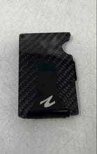 Load image into Gallery viewer, Mens Black Silver Money Clip Carbon Fiber RFID Blocking Minimalist Wallet