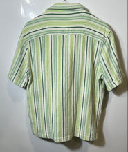 Load image into Gallery viewer, Zara Mens Green Striped Short Sleeve Spread Collar Button-Up Shirt Size M