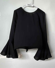 Load image into Gallery viewer, Zara Basic Womens Black Long Flared Sleeve Round Neck Blouse Top Size XS