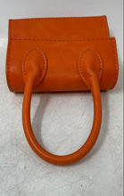 Load image into Gallery viewer, Womens Orange Faux Leather Stitched Inner Pocket Flap Mini Top Handle Purse