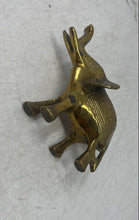 Load image into Gallery viewer, Gold-Tone Brass Engraved Decorative Elephant Figurine With Its Trunk Raised