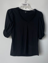 Load image into Gallery viewer, 7 For All Mankind Womens Black Cotton Short Sleeve Pullover Blouse Top Size M