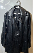 Load image into Gallery viewer, FU DA Womens Black Crocodile Embossed Double-Breasted Trench Coat Size XL