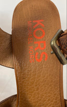 Load image into Gallery viewer, Michael Kors Womens Brown Leather Open Toe Wood Cone Platform Heels Size 8