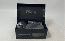 Load image into Gallery viewer, Umberto Frasi Mens Brown Blue Handmade Designer Tie & Cufflinks Set With Box