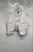 Load image into Gallery viewer, True Religion Womens White Denim Sleeveless Button Front Cropped Vest Size S/P
