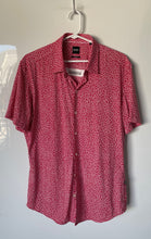Load image into Gallery viewer, Hugo Boss Mens Red White Floral Short Sleeve Sharp Fit Button-Up Shirt Size L