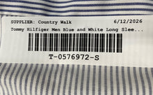 Load image into Gallery viewer, Tommy Hilfiger Mens Blue White Athletic Fit Stretch Dress Shirt Size 18 34/35