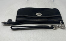 Load image into Gallery viewer, Coach Womens Black Signature Jacquard Turnlock Canvas Wristlet Wallet