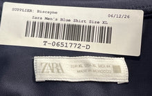 Load image into Gallery viewer, Zara Mens Blue Long Sleeve Spread Collar Button-Up Shirt Size XL