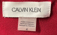 Load image into Gallery viewer, Calvin Klein Womens Red Sleeveless Ruffle Crew Neck Back Zip Sheath Dress Size 4