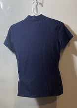 Load image into Gallery viewer, Michael Kors Womens Blue Short Sleeve Front Zip Blouse Top Size XS