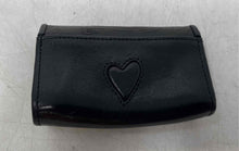 Load image into Gallery viewer, Brighton Womens Black Leather Folding Snap Heart Shaped Concho Wristlet Wallet