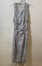 Load image into Gallery viewer, Zara Womens Blue Animal Print V-Neck Sleeveless Front Slit Maxi Dress Size Small
