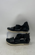 Load image into Gallery viewer, Eileen Fisher Womens Black Leather Back Zip Platform Strappy Sandals Size 6.5