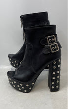 Load image into Gallery viewer, She&In Womens Black Leather Front Zip Block Heel Ankle Booties Size EUR 36