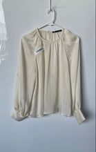 Load image into Gallery viewer, Zara Womens Beige Crinkled Long Sleeve Crew Neck Regular Fit Blouse Top Size M