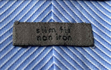 Load image into Gallery viewer, Calvin Klein Mens Light Blue Striped Slim Fit Non-Iron Dress Shirt Size 16 Tall