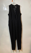 Load image into Gallery viewer, H&M Womens Black Sleeveless V-Neck Back-Zip Skinny Leg One-Piece Jumpsuit Size M