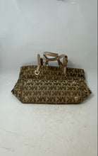 Load image into Gallery viewer, Michael Kors Womens Jet Set Brown Signature Logo Print Shoulder Tote Purse