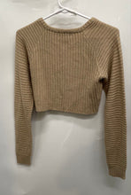 Load image into Gallery viewer, PrettyLittleThing Womens Brown Ribbed Knitted Pullover Cropped Sweater Size 10P