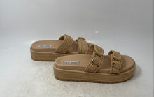 Load image into Gallery viewer, Steve Madden Womens Bigmona Beige Raffia Slip-On Open Toe Slide Sandals Size 10