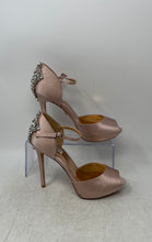 Load image into Gallery viewer, Badgley Mischka Womens Rose Gold Rhinestone High Ankle Strap Heels Size 9M
