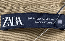 Load image into Gallery viewer, Zara Womens Green Cargo Pockets Waist Tie Back Zip Mini Skirt Size Medium